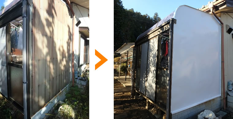 テラス屋根の波板張替え