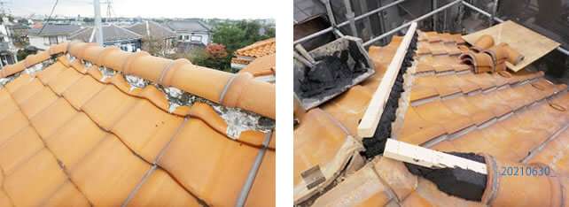 屋根の漆喰塗り替え作業