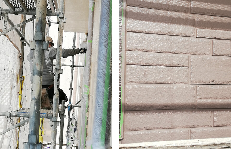 外壁塗装施工の様子