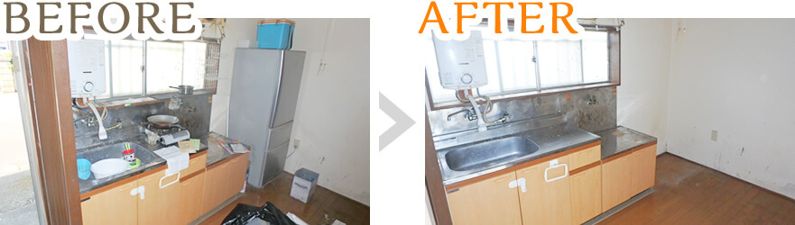 大家さんの依頼によるキッチン周りの荷物の処分