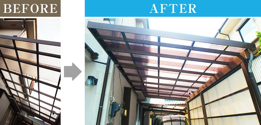 車庫の波板交換