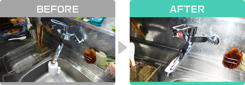 シングルレバーの混合栓交換リフォーム